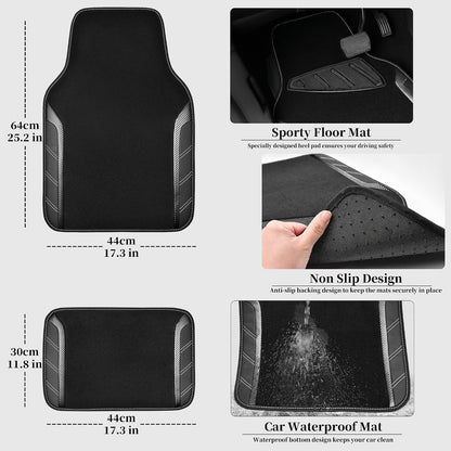 CAR PASS Air Mesh Leather Car Seat Covers Full Set, Waterproof Car Floor Mats, Sporty Steering Wheel Cover 14.5-15in, Universal Fits for 95% Cars Truck SUV (Black and Blue)