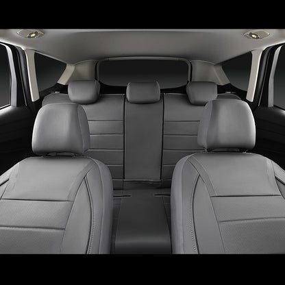 CAR PASS Universal FIT Piping Leather Two Front Seat Covers, Waterproof Faux Leather for SUV Sedan Van Truck, Airbag Compatible,Reserved Opening Holes for Headrest Covers. (Black red)