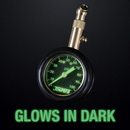 Tire Pressure Gauge for Cars and Trucks. 0-100 PSI Calibrated to ANSI B.40.1 Accuracy. Large 2 Inch Easy to Read Gauge and 360 Degree Rotation for Easy Connection., 200-100R