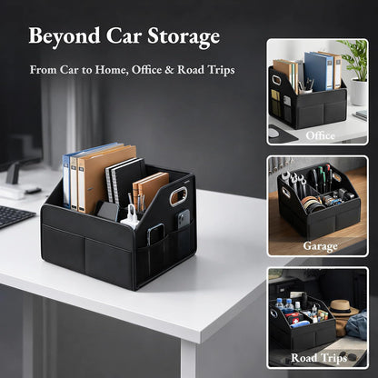Car Seat Storage Organizer – Compact PU Leather Bin for Trunk, Front Seat, Back Seat & Car Floor