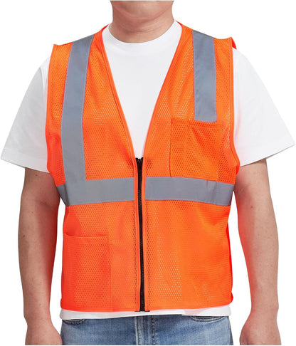 AYKRM 2 Pocket Mesh High Visibility Reflective Safety Vest for men & Women ANSI/ISEA 107 Standards