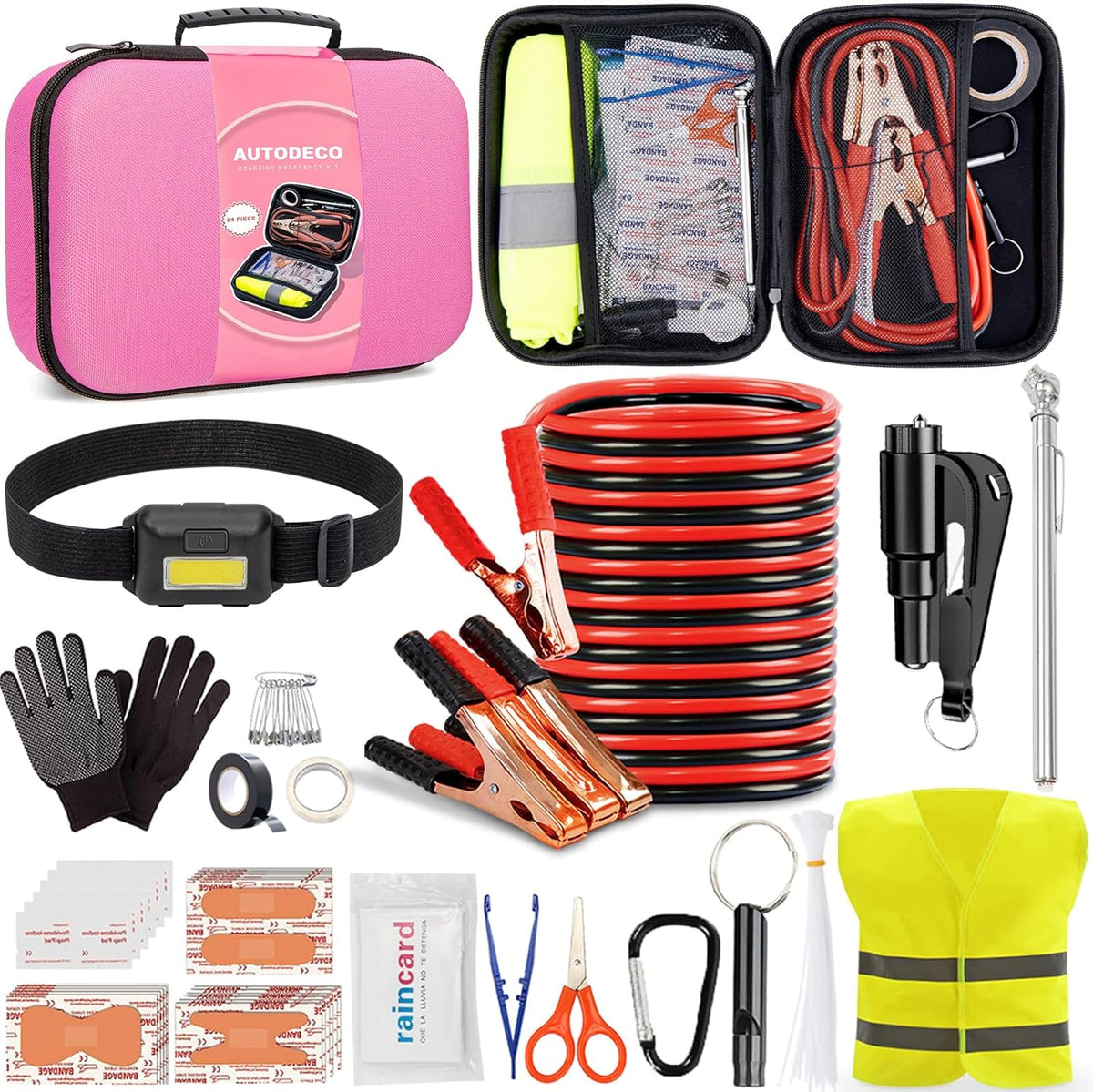 Car Roadside Emergency Kit, Portable Car Safety Kit Car Kits for Emergency, Black