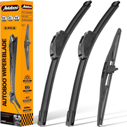 AUTOBOO 3-Pack Windshield Wiper Blades for Subaru Outback 2020-2025, Original Equipment Replacement 26"+18" Front and 16" Rear, All-Weather Performance, Easy One-Click Install