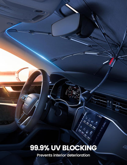 Lamicall Car Windshield Sunshade Umbrella - Foldable Car Windshield Sun Shade Cover, 5 Layers UV Block Coating, 52"x31" Front Window Heat Insulation Protection, for Auto Sedan, SUV Windshield