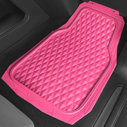 CAR PASS Heavy Duty Rubber Car Mats, Deep Dish All-Weather Floor Mat for Car Full Set Durable Anti-Slip 3D Rhombus Waterproof Trim to Fit Liner Universal Fit Automotive,Sedan,SUV,Truck, 3 Piece Black