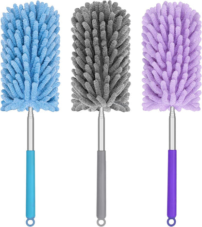 Mini Duster for Cleaning, 360° Bendable Hand Dusters with Extension Pole, Washable Small Duster for Car Interior, Office, Furniture