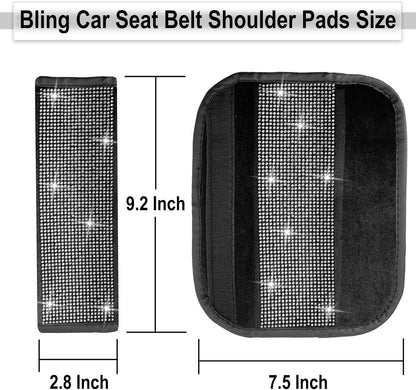 ecocstm 2 PCS Bling Car Seat Belt Shoulder Pads, Bling Seat Belt Covers with Bling Rhinestones, Car Accessories Seatbelt Strap Pad with Crystal Diamond for Car, Truck, SUV (White Diamond)