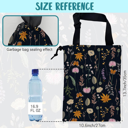 Car Garbage Bag Colorful Floral Spring Daisy Drawstring Car Trash Bag Hanging for Back Seat with Adjustable Buckle Canvas Vehicle Trash Can Easy-to-Install