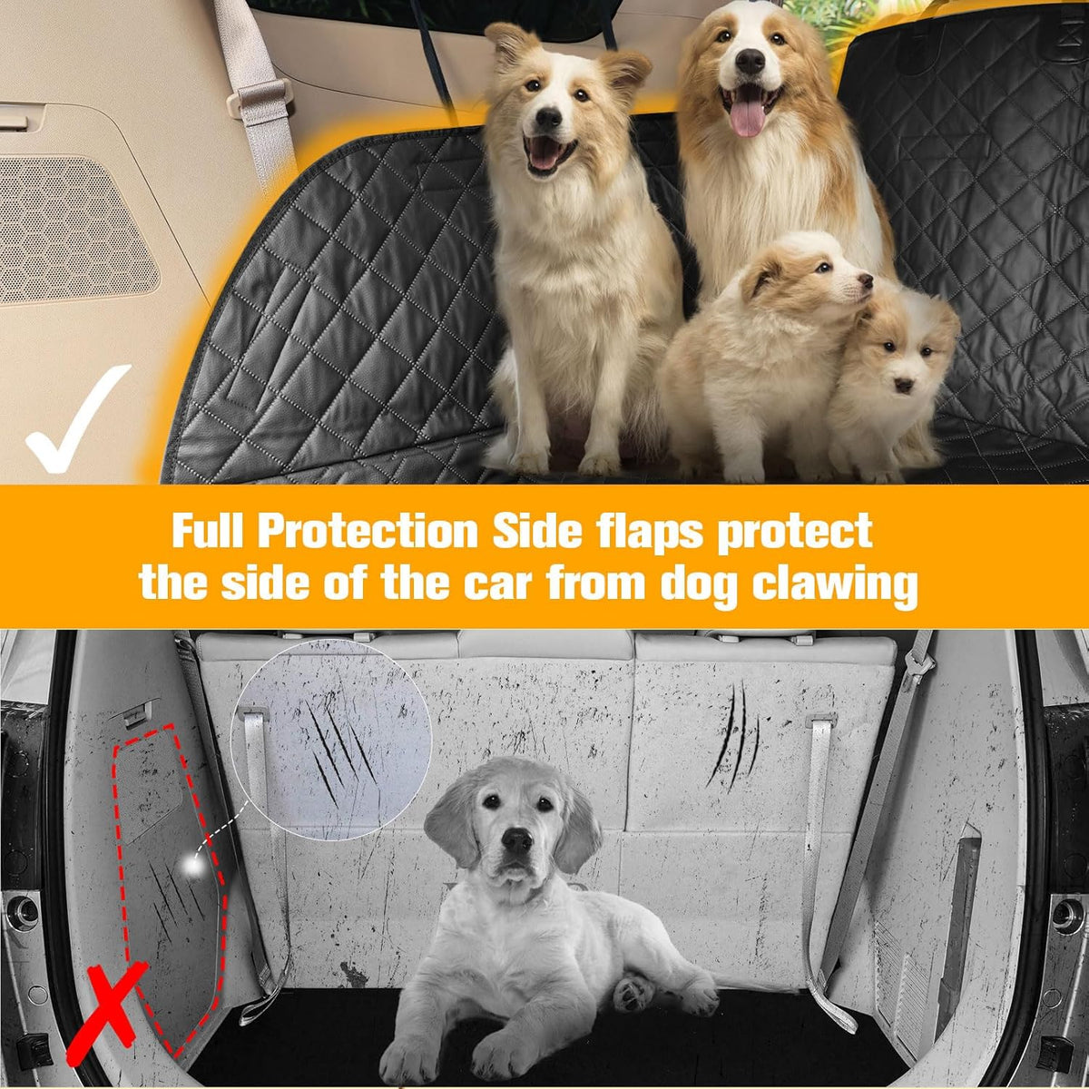 PETICON SUV Cargo Liner for Dogs, Waterproof Trunk Cover for SUVs with Bumper Flap Protector, Scratchproof Durable 600D Oxford Fabric, Non-Slip, Machine Washable
