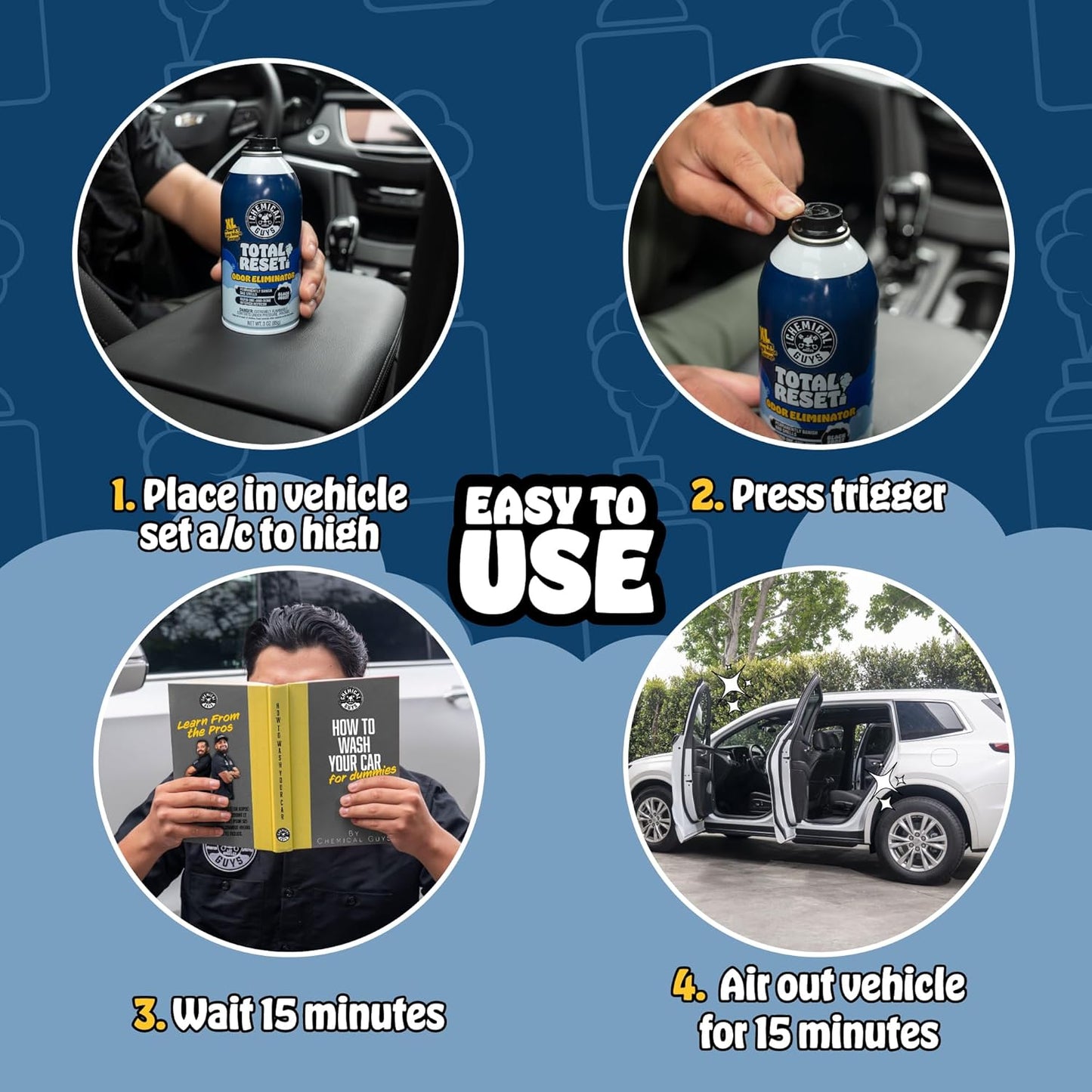 Chemical Guys Odor Eliminating Fogger 3 Pack – Black Frost Scent, 3 Oz Each – Set-and-Forget System to Remove Smoke, Pet, Gym, and Food Odors in Cars, Trucks, SUVs