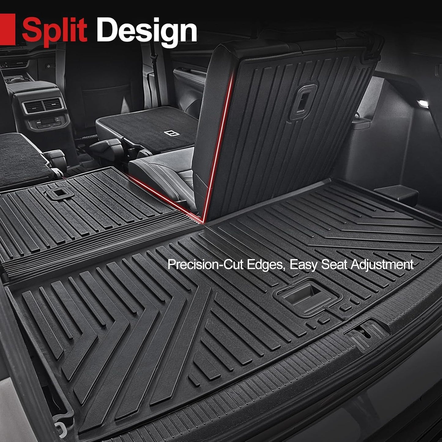 Floor Mats for 2018-2025 2026 Volkswagen Atlas 7 Passenger Bench Seating (Not for Cross Sport), All Weather TPE Durable Cargo Mat with Backrest Mats for VW Atlas Accessories