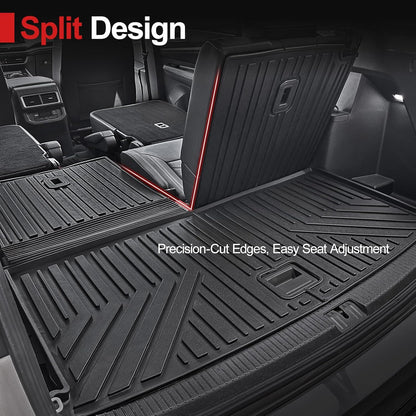 Floor Mats for 2018-2025 2026 Volkswagen Atlas 7 Passenger Bench Seating (Not for Cross Sport), All Weather TPE Durable Cargo Mat with Backrest Mats for VW Atlas Accessories