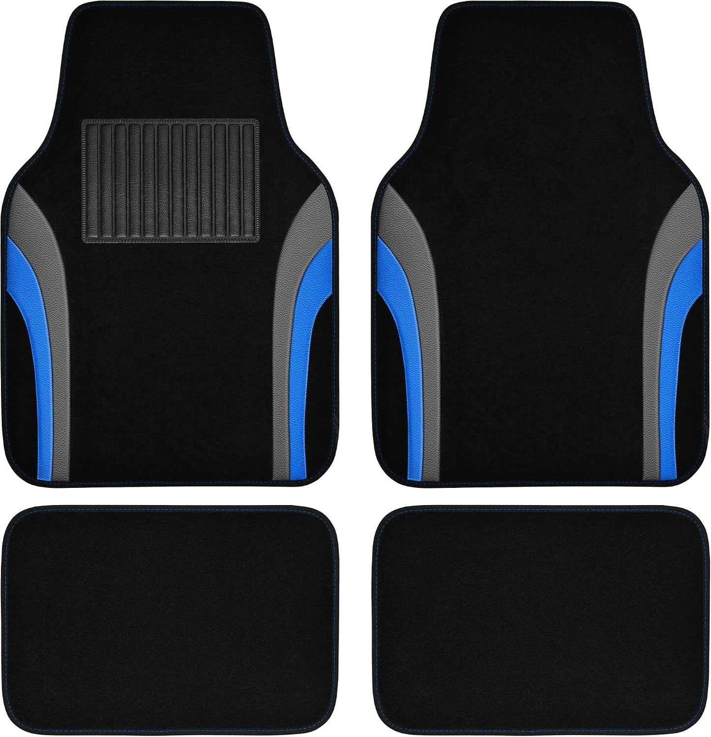 CAR PASS Leather Waterproof Sporty Car Floor Mats Carpet,Universal Automotive Floor Mat Fit for Sedans, Cars, Mid Trucks, Vans, SUV, Set of 4 (Black and Gray)