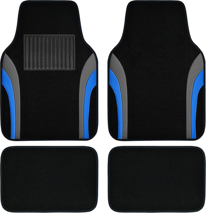 CAR PASS Leather Waterproof Sporty Car Floor Mats Carpet,Universal Automotive Floor Mat Fit for Sedans, Cars, Mid Trucks, Vans, SUV, Set of 4 (Black and Gray)