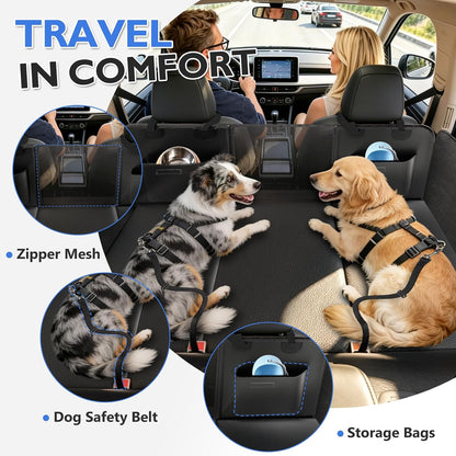 Back Seat Extender for Dogs-Large Space, Dog Car Seat Cover Hard Bottom Holds 420lbs, Sturdy Backseat Extender for Dogs,Upgraded Waterproof Pet Car Bed Dog Hammock for Car, SUV,Truck, Black