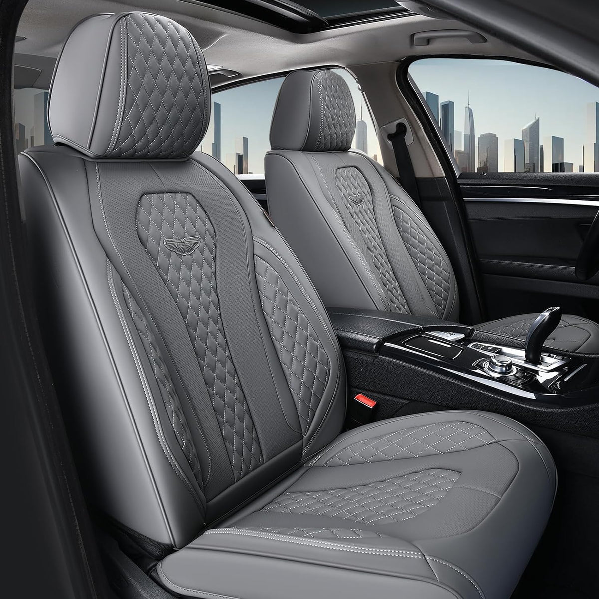 Coverado Seat Covers, Car Seat Covers Full Set, Black Car Seat Cover, Car Seat Covers Front Seats Back Seat Cover, Waterproof Car Seat Cushion, Leather Seat Covers Seat Protector Fit for Most Cars