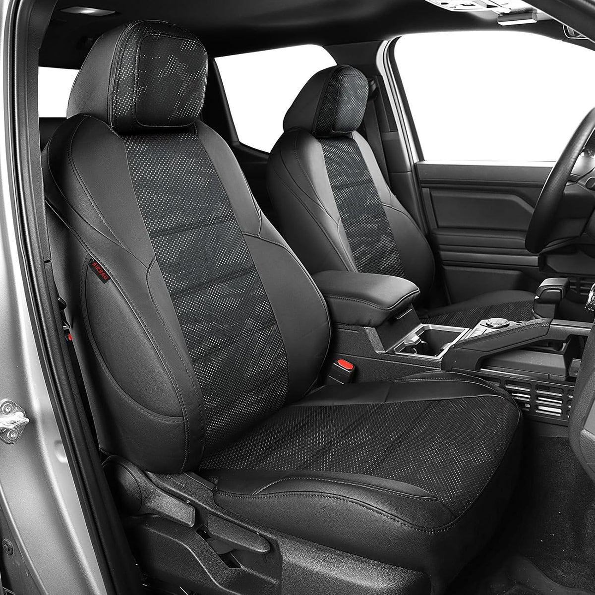 EKR Tacoma Car Seat Covers Custom Fit for Toyota Tacoma (Petrol) 2024 2025 2026 DoubleCab/CrewCab SR/SR5/TRD Sport/TRD Off-Road/Limited -Truck Seat Covers Full Set,Faux Leather(Black)