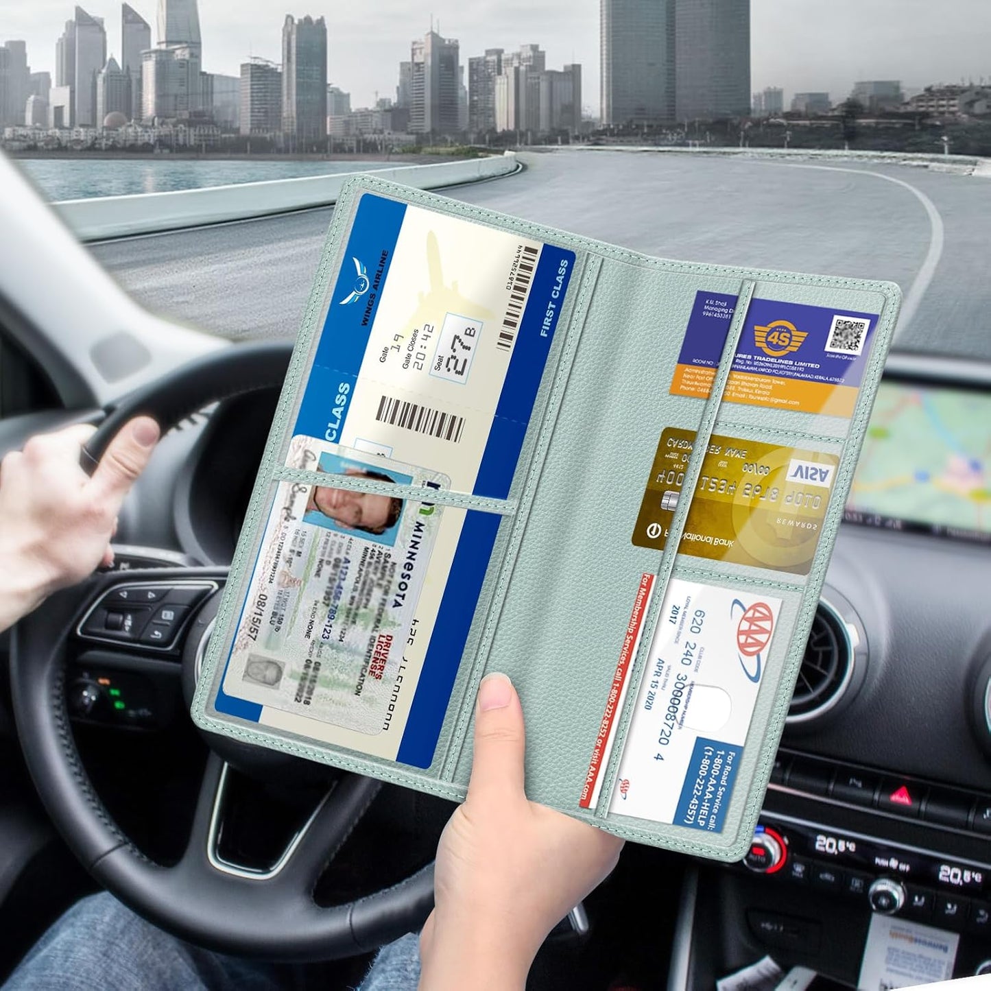 FINPAC Car Registration and Insurance Card Holder, Vehicle Glove Box Card Organizer Wallet Automobile Accessories for License