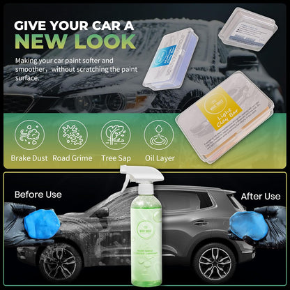 Magic Shield Clay Bar Triple Pack - 100g Each of Light, Medium & Heavy-Duty Clay Bars for Car Detailing - Deep Cleaning & Shine Restoration with Magic Clay Bars for Professional Auto Detailing