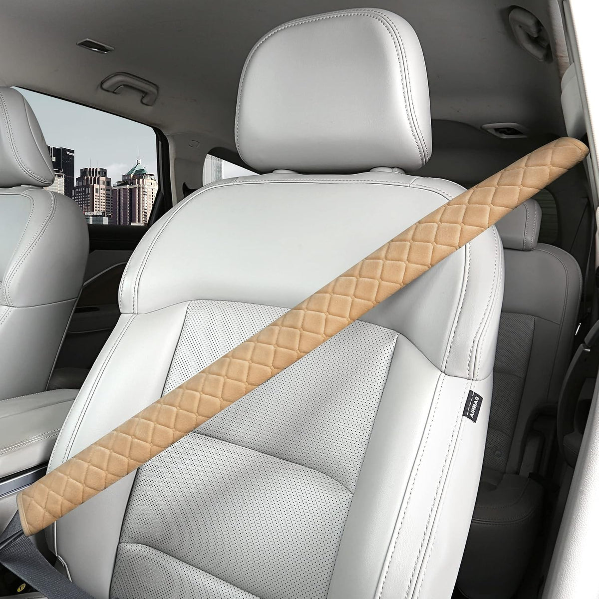 HighnessHwoo Extra Long Seatbelt Covers for Adults Kids Women & Men, Soft Car Seat Belt Strap Cushion for Sedan, SUV, Trucks, Shoulder Neck Chest Protector Pads, Auto Accessories, 1pc, Gray, 25.5in