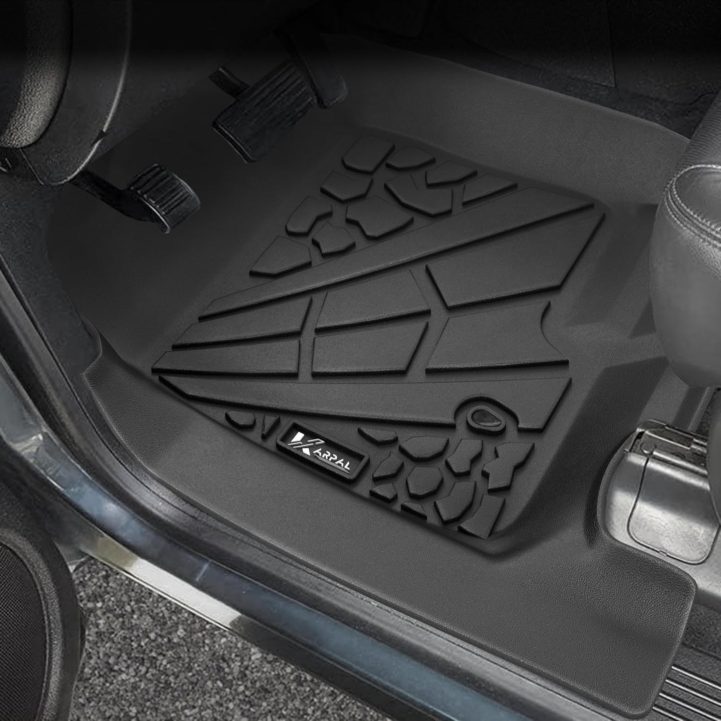 KARPAL Floor Mats for 2007-2013 Chevy Silverado & GMC Sierra 1500 Crew Cab / 2007-2014 2500/3500 HD(Footwell Coverage), All-Weather TPE Custom Fit Floor Liners Car Accessories