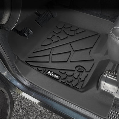 KARPAL Floor Mats for 2007-2013 Chevy Silverado & GMC Sierra 1500 Crew Cab / 2007-2014 2500/3500 HD(Footwell Coverage), All-Weather TPE Custom Fit Floor Liners Car Accessories