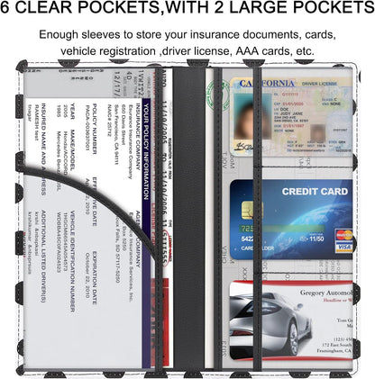 LumiMokki Premium Car Registration & Insurance Card Holder with Magnetic Shut, Vehicle Glove Box Car Organizer - For Documents, Cards, License (Black)