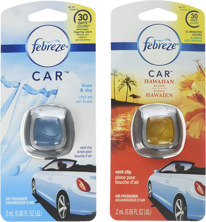 Febreze Car Air Freshener Vent Clip Platinum Ice Scent, .07 oz. Car Vent Clip, Pack of 4