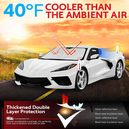 KAYZT Windshield Sun Shade for 2019-2025 2026 Chevy Silverado 1500 /GMC Sierra 1500 2500HD 3500HD Foldable Sunshade Front Window Custom Fit Car Accessories - Colors C