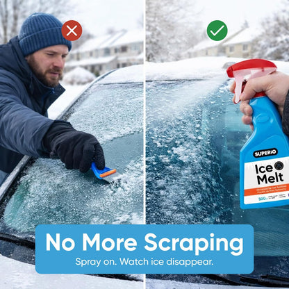 Superio Windshield Deicer for Car – Winter Ice Melt & Defroster, Washer Fluid Safe, 17 oz