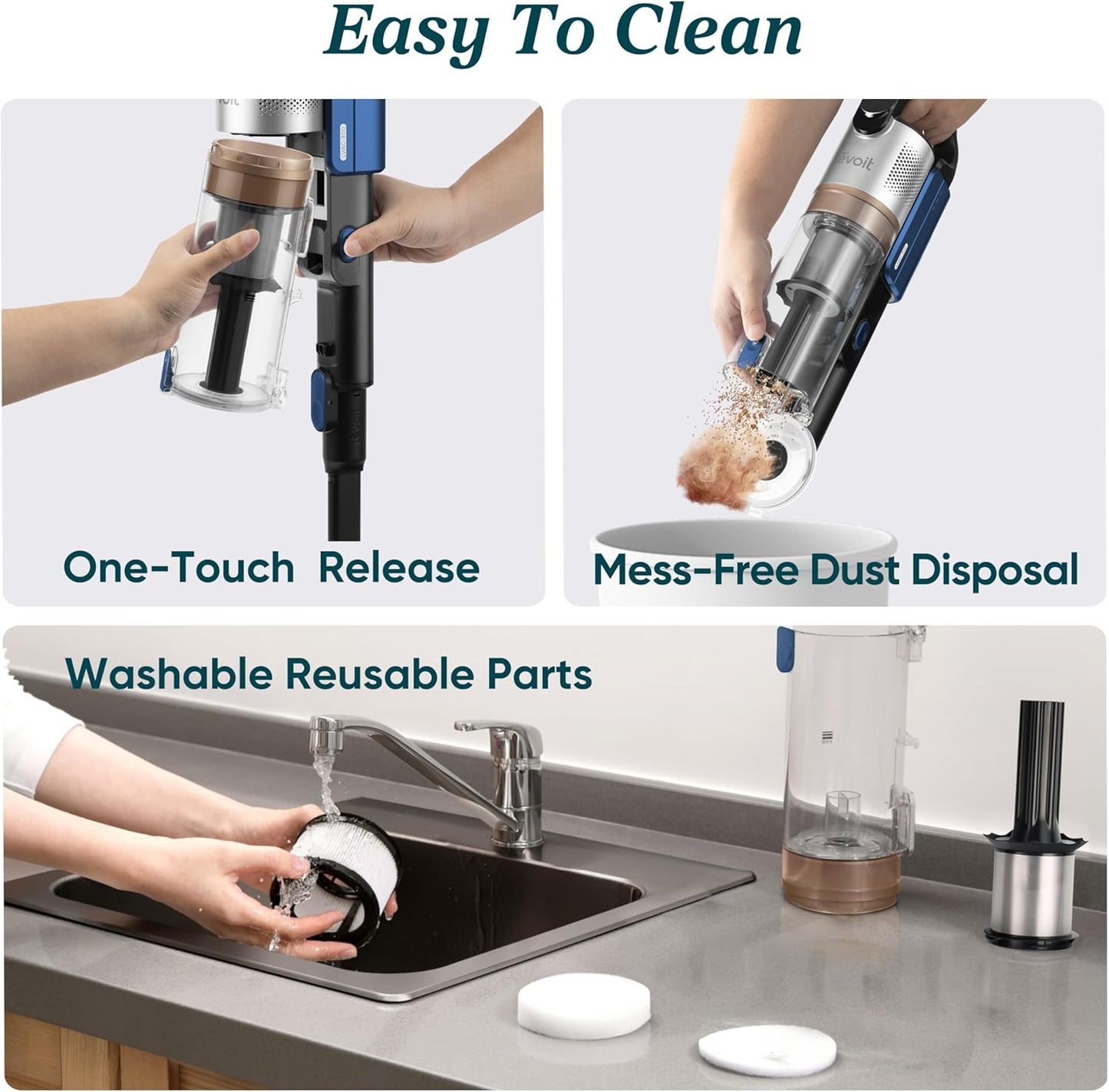 LEVOIT Cordless Vacuum Cleaner, Stick Vac with Tangle-Resistant Design, Up to 50 Minutes, Powerful Suction, Rechargeable, Lightweight, and Versatile for Carpet, Hard Floor, Pet Hair, LVAC-200