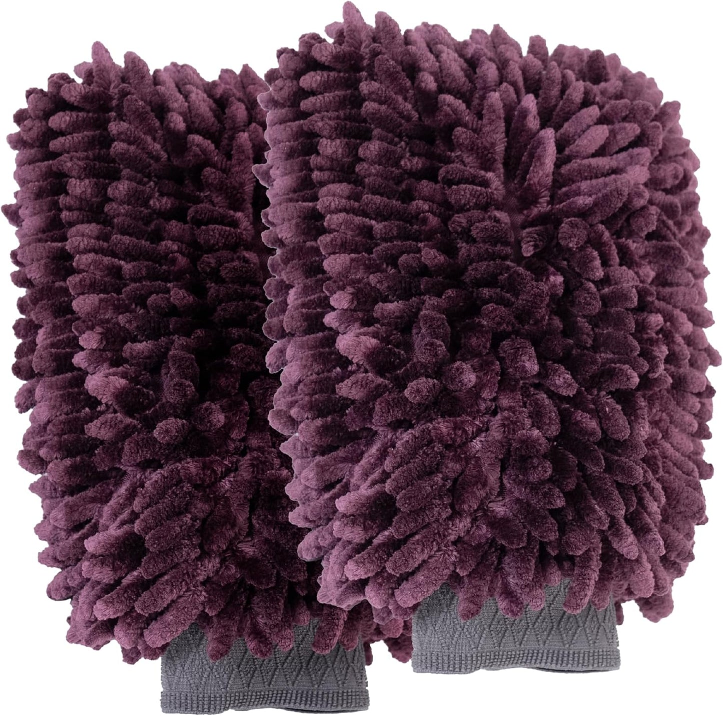 VIKING Car Wash Mitt, Microfiber for Car Cleaning, Premium Chenille, Black, 10 inch x 8 inch, 2 Pack