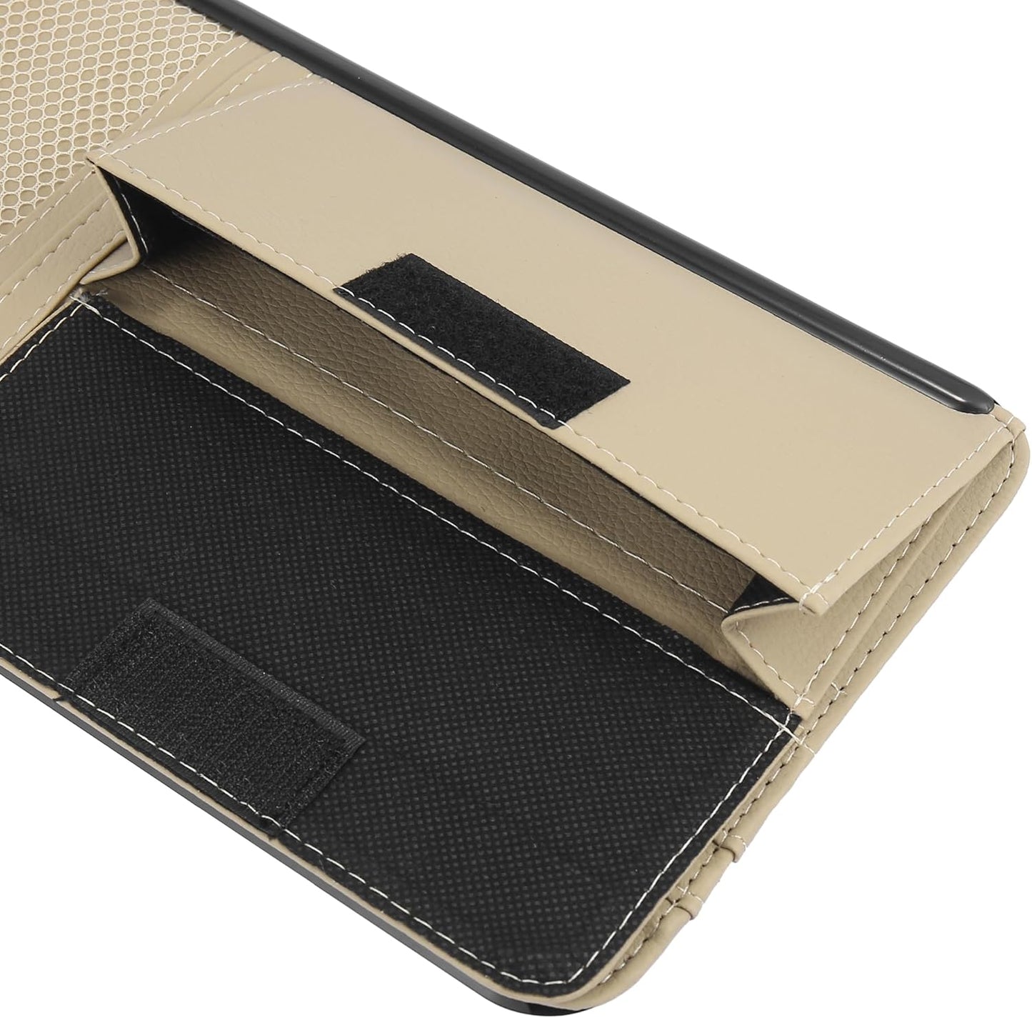 X AUTOHAUX Black Universal Car Sun Visor Organizer Sunglasses Case Storage Pocket Hook and Loop Tape ABS PU Leather for SUV RV Truck