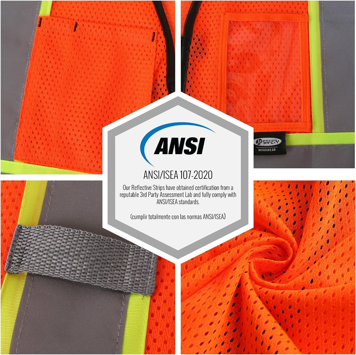 JKSafety Safety Vest for men women Hi Vis Vest with Pockets and Zipper High Visibility Meet ANSI Standard（BX310