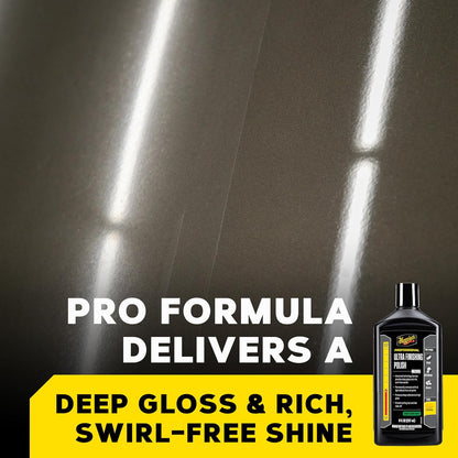 Meguiar’s Mirror Glaze M105 Ultra-Cut Compound, Car Rubbing Compound for Removing Scratches and Heavy Swirls While Adding Shine, Safe and Effective on All Glossy Car Paint and Clear Coats, 8 oz