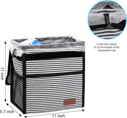 Femuar Leak Proof Car Trash Can with Lid - Waterproof Automotive Garbage Bin for SUVs, Collapsible and Portable Car Trash Bag, Black