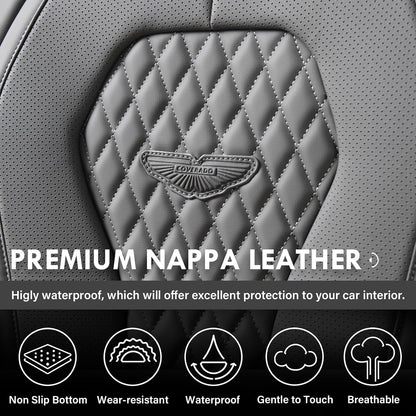 Coverado Seat Covers, Car Seat Covers Full Set, Black Car Seat Cover, Car Seat Covers Front Seats Back Seat Cover, Waterproof Car Seat Cushion, Leather Seat Covers Seat Protector Fit for Most Cars