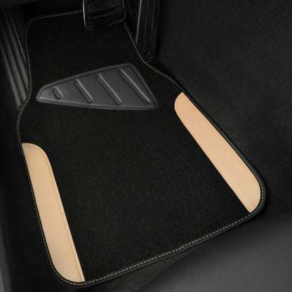 CAR PASS Rainbow Waterproof Universal Fit Faux Leather Car Carpet- Anti-Slip Nibbed Backing Floor Mats for SUV, Vans,Sedans,Trucks, Automotive Set of 4 for Women (Black with Red)