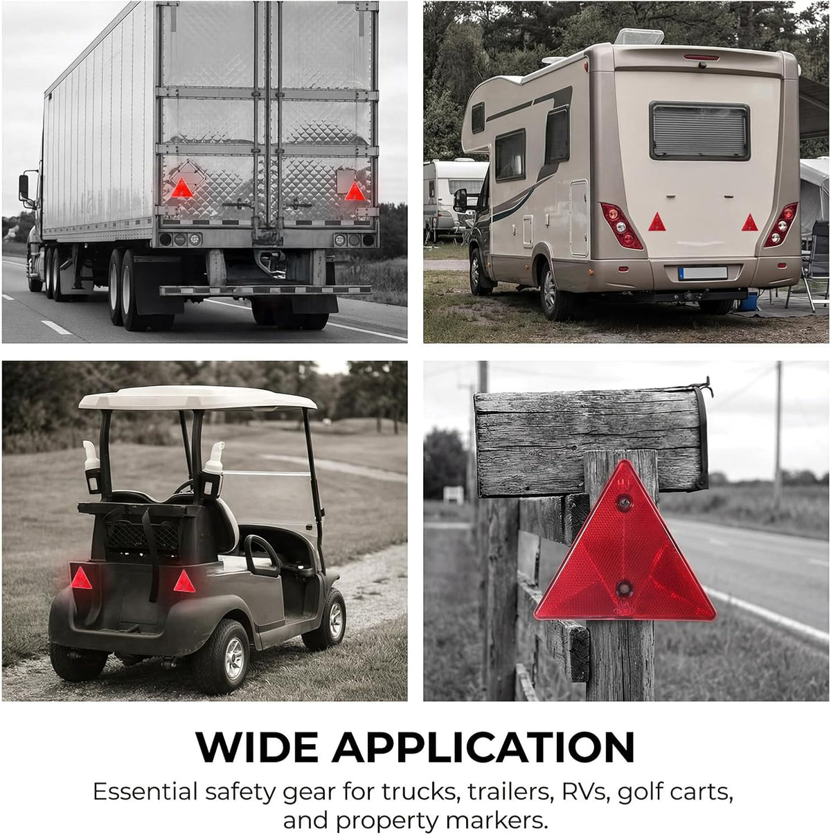 2 Pack Safety Reflector Warning Sign, 6"x6" Slow Moving Vehicle Triangle Safety Sign, Engineering Road Grade Reflective for Outdoor Truck, Car, Golf Cart