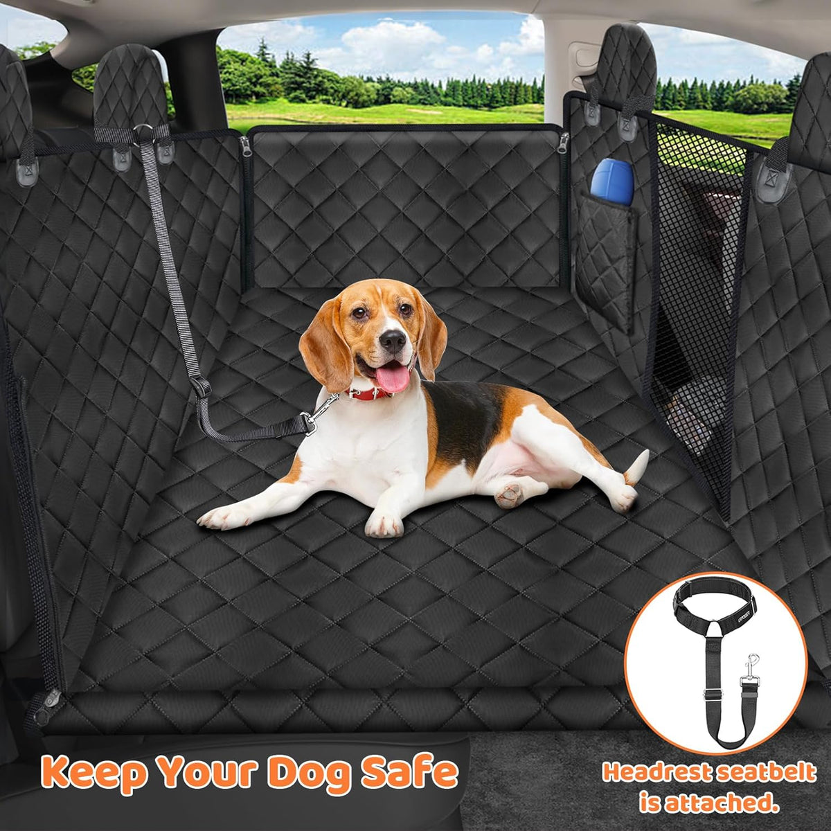 URPOWER 2026 Upgraded Back Seat Extender for Dogs - Large Hard Bottom Dog Car Seat Cover Holds 550lbs, Waterproof Dog Hammock Pet Bed with High-Density Foam Non-Slip Backseat Protector