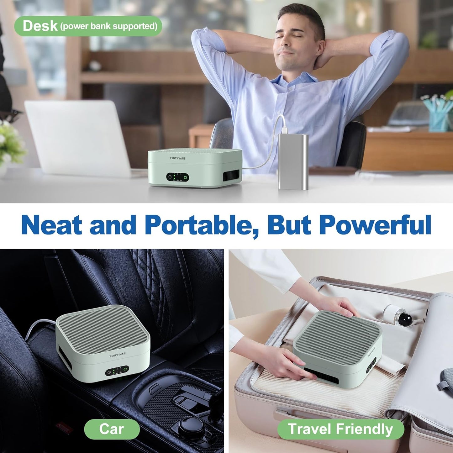 Air Purifiers for Home 600 Sq.Ft, TDBYWAE H13 True HEPA Air Purifier with USB Cable for Pets Dust Dander Pollen Odor Smoke, Small Portable Air Purifier for Bedroom Office Desktop Car RV