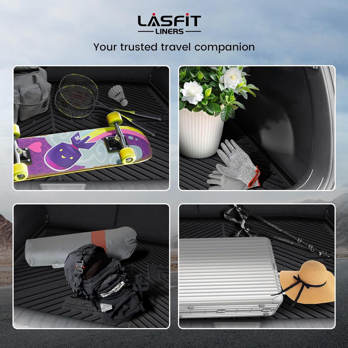 LASFIT Cargo Liner for Honda CR-V 2026 2025 2024 2023 (Gasoline & Hybrid & e:FCEV) All Weather TPE Car Trunk Mat (Upper Position), Cargo Only Black