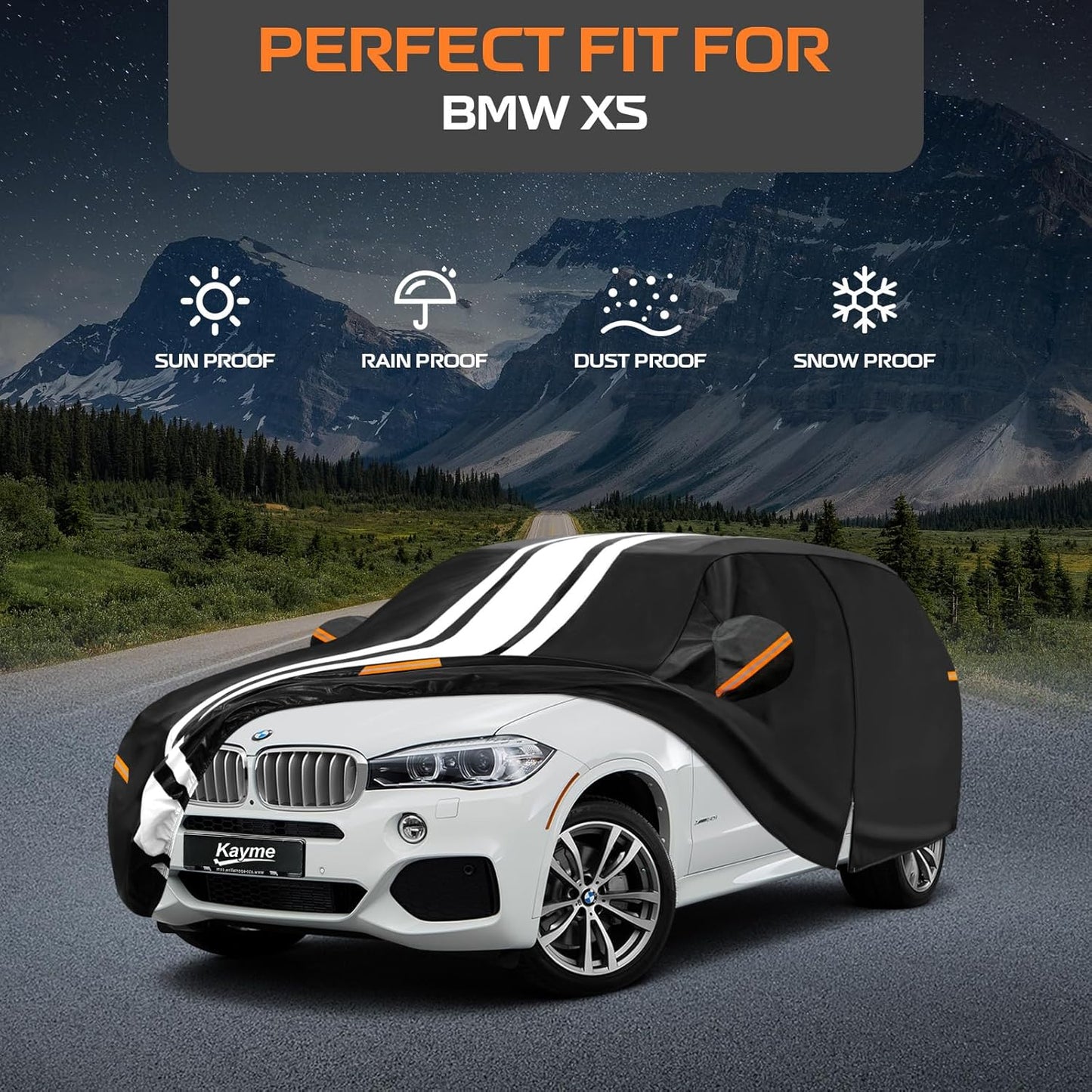 Kayme Heavy Duty Car Cover Custom Fit for BMW 3 Series 320i 325i 328i 330i 335i (1982-2026), Outdoor Full Exterior Cover with Tape and Towel, Rain Snow Sun UV Protection. - Colors B