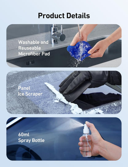 AstroAI Windshield Cleaner Tool, Microfiber Car Window Cleaner with 4 Reusable and Washable Microfiber Pads and Extendable Handle Auto Inside Glass Wiper Kit, Blue