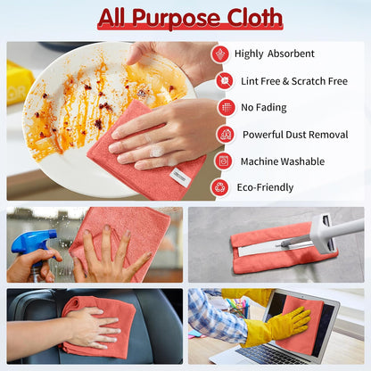FIXSMITH Microfiber Cleaning Cloth - Pack of 50, Microfiber Towels for Cars 16 x 12 in, Highly Absorbent Cleaning Rags, Lint-Free, Streak-Free Cleaning Cloths for Car Kitchen Home Office