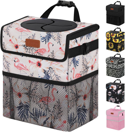 Vankor Car Trash Can Bin with Lid Hanging for Back Seat, Car Accessories for Women Men Leak Proof Automotive Garbage Cans Leakproof Vehicle Trash Can for Truck SUV Black