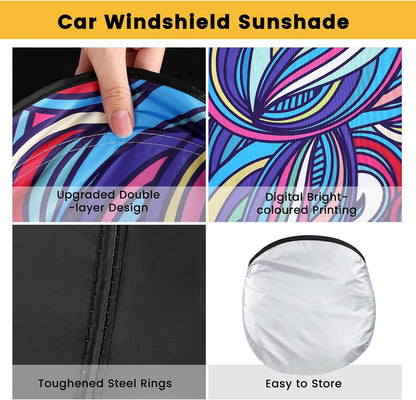 Iridescent Sun Shade for Car Windshield, Foldable Universal Car Windshield Upgrade Sunshade Enhanced UV Rays Reflective Sun Visor Shade Keeps Vehicle Cool