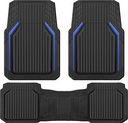 CAR PASS Heavy Duty Rubber Floor Mats for Car, Waterproof Liner Deep Dish Car Mats Full Sets, Universal Trim to Fit for SUV Truck Sedans Vans, All Weather Automotive Floor Mats 3pcs, Solid Black