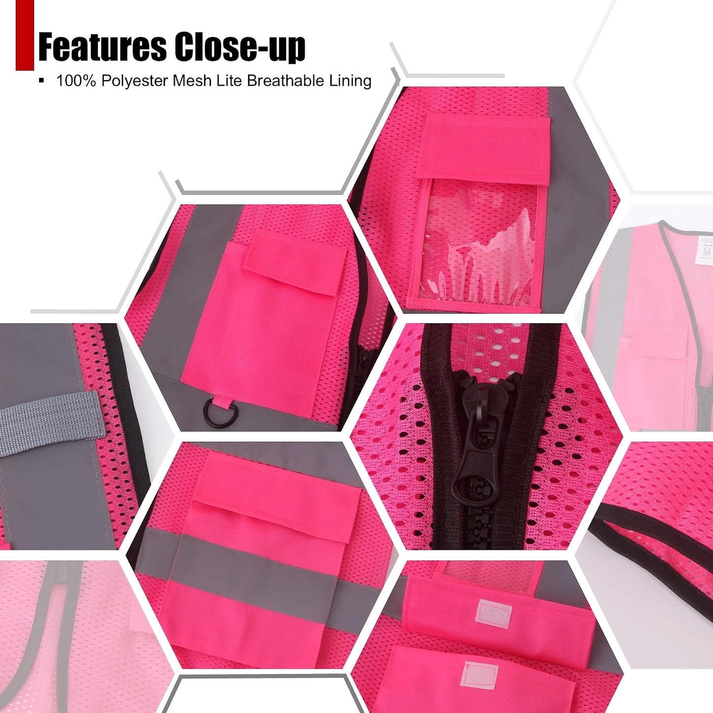 Safety Vest for Men Women Hi Vis Vest with Pockets Mesh High Visibility Vests Meets ANSI/ISEA Standards