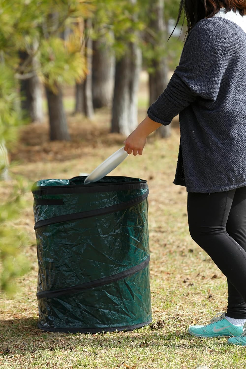 Coghlan's Deluxe Durable Pop-Up Trash Can – Collapsible Garbage Bin with Zippered Lid, Bag Clips, and Anchoring Points for Camping, Home, and Outdoor Use – 29.5 Gallon